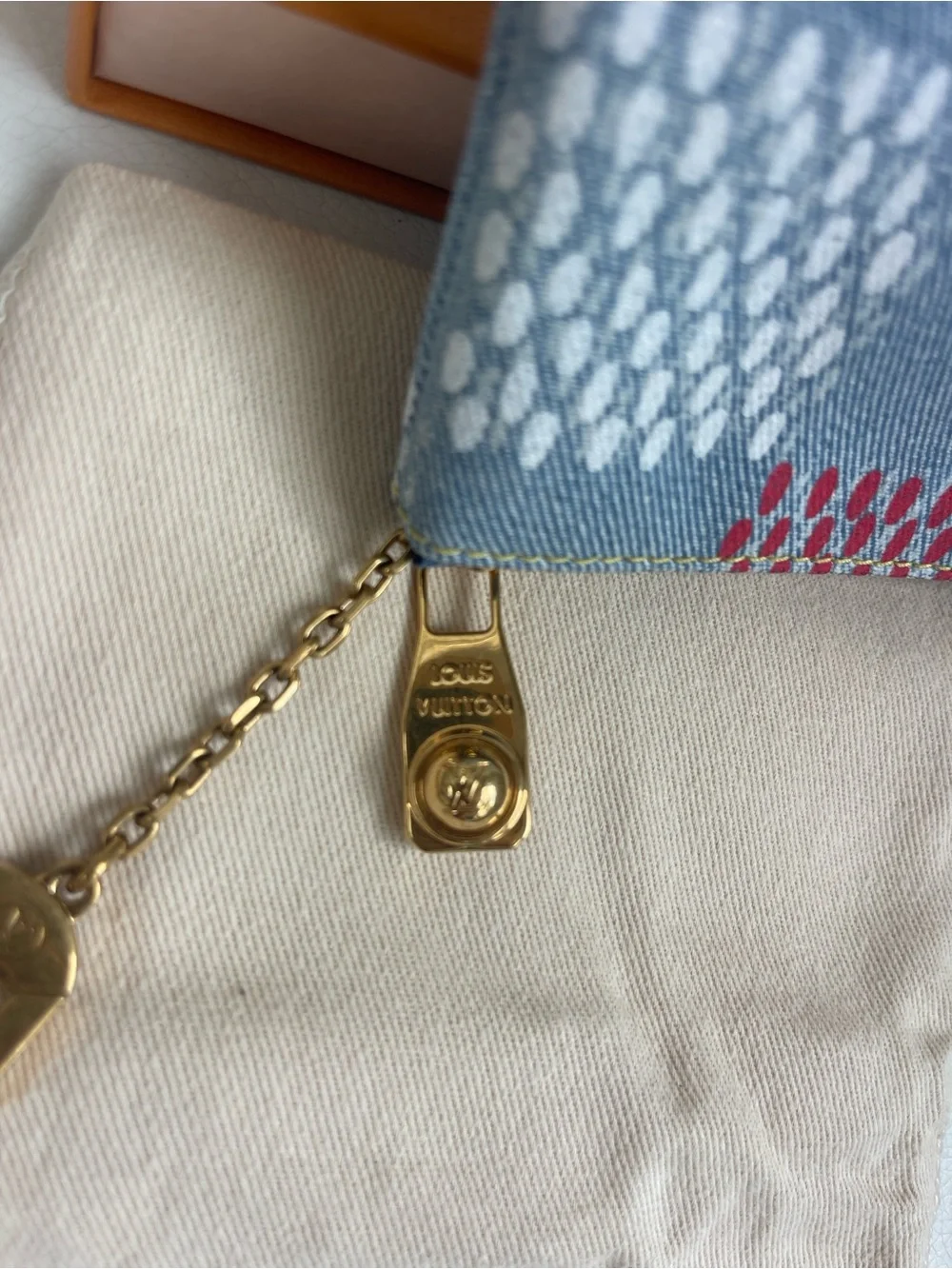 Louis Vuitton Key Pouch (Pochette Cles) crafted from LV Vers Damier Denim.
